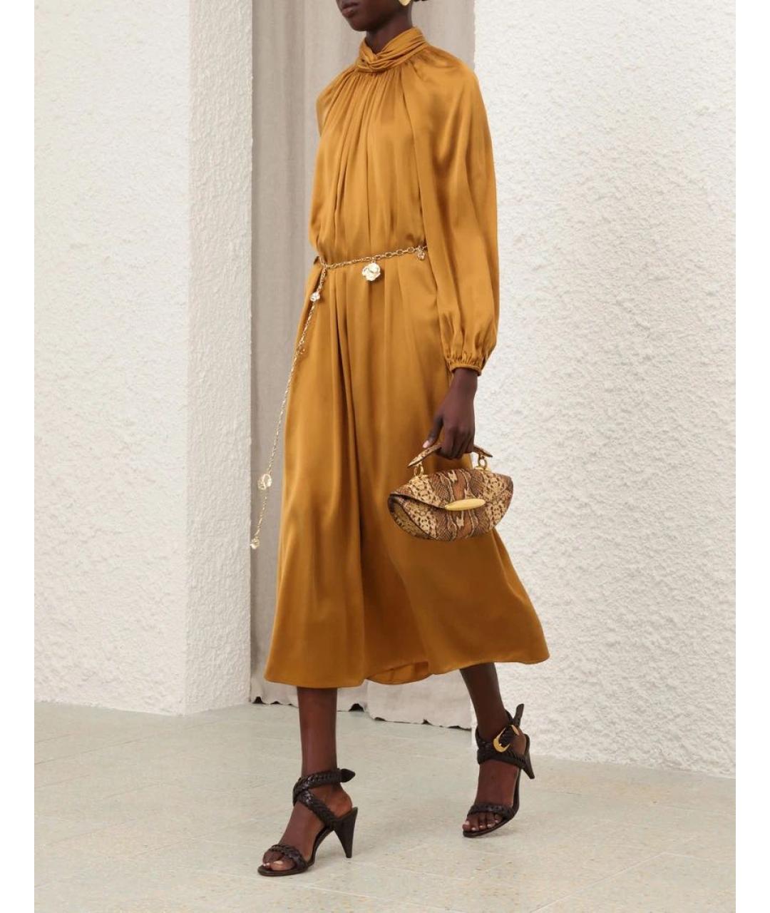 ZIMMERMANN Золотое шелковое вечернее платье, фото 3