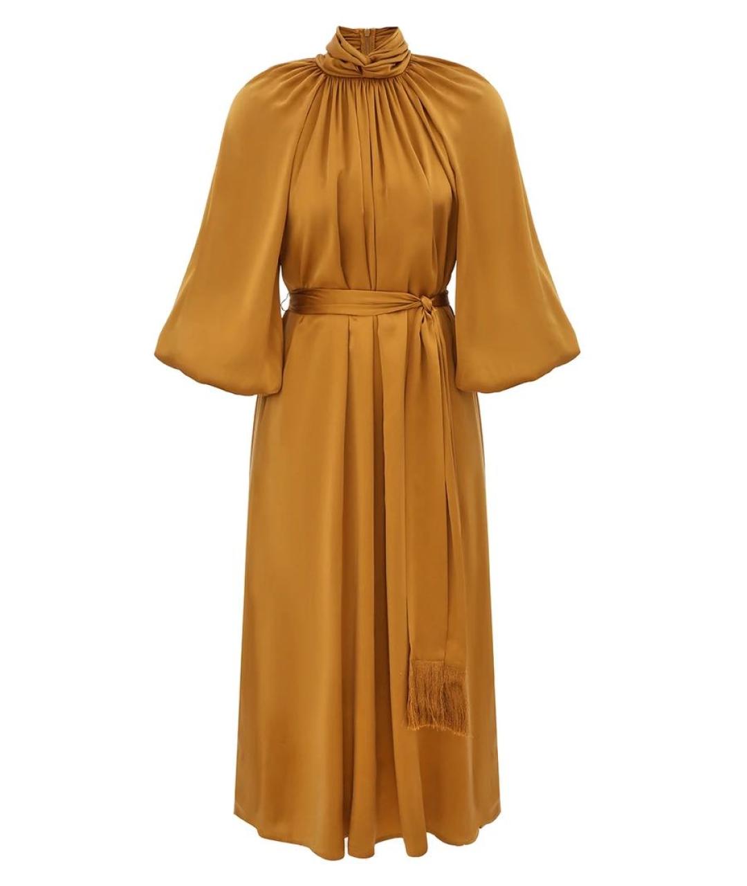 ZIMMERMANN Золотое шелковое вечернее платье, фото 7