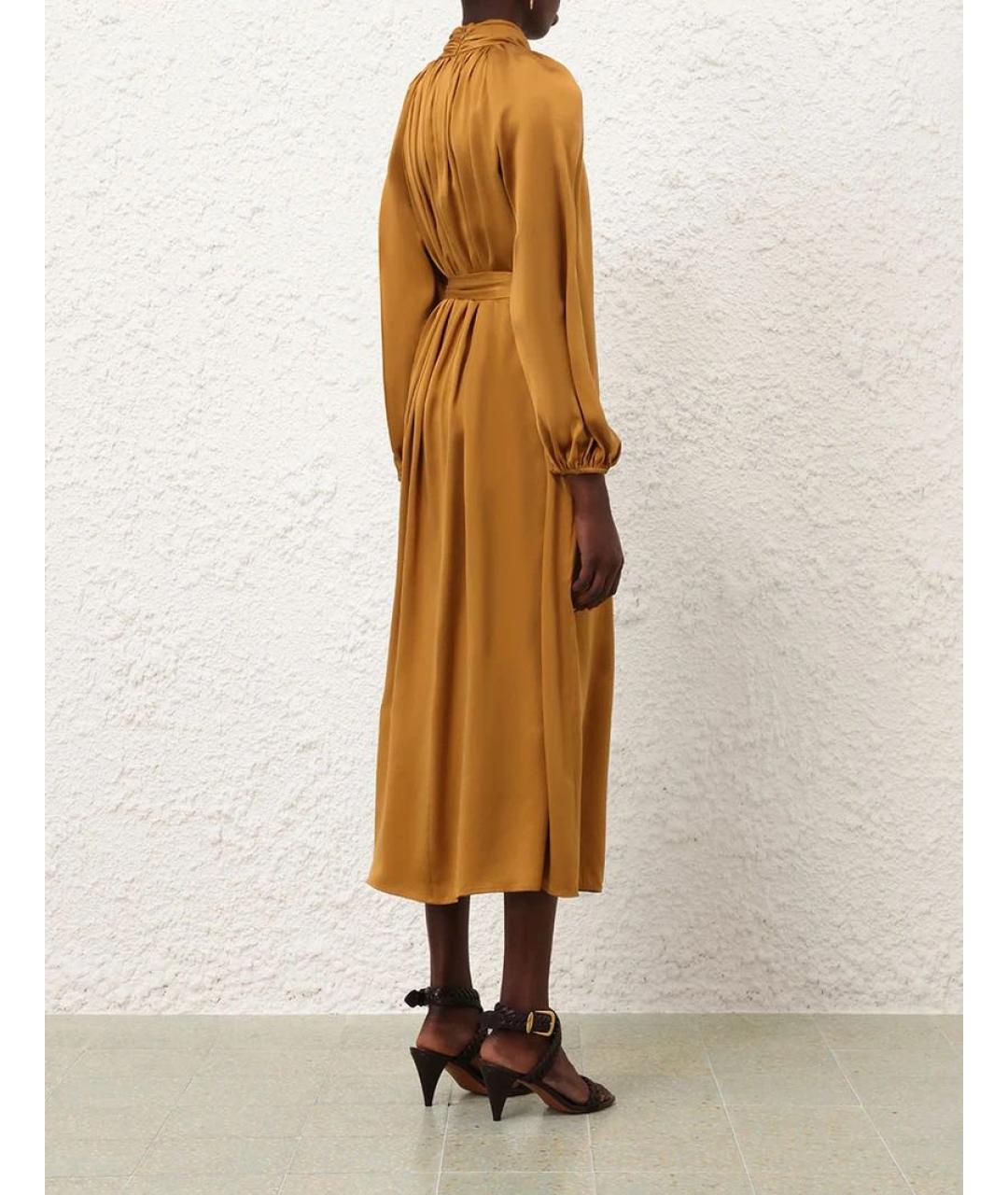 ZIMMERMANN Золотое шелковое вечернее платье, фото 5