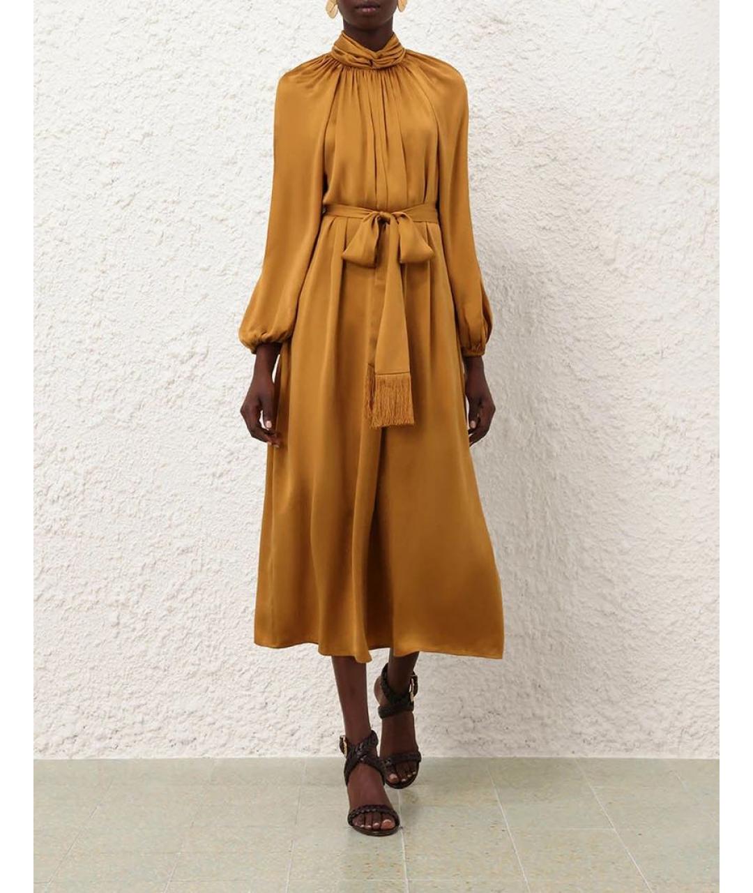 ZIMMERMANN Золотое шелковое вечернее платье, фото 6