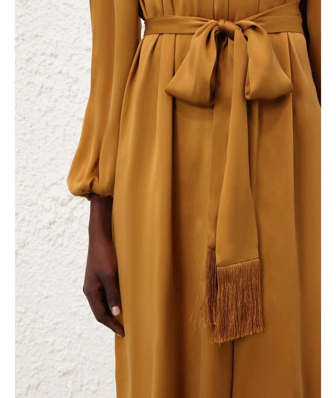 ZIMMERMANN Золотое шелковое вечернее платье, фото 4