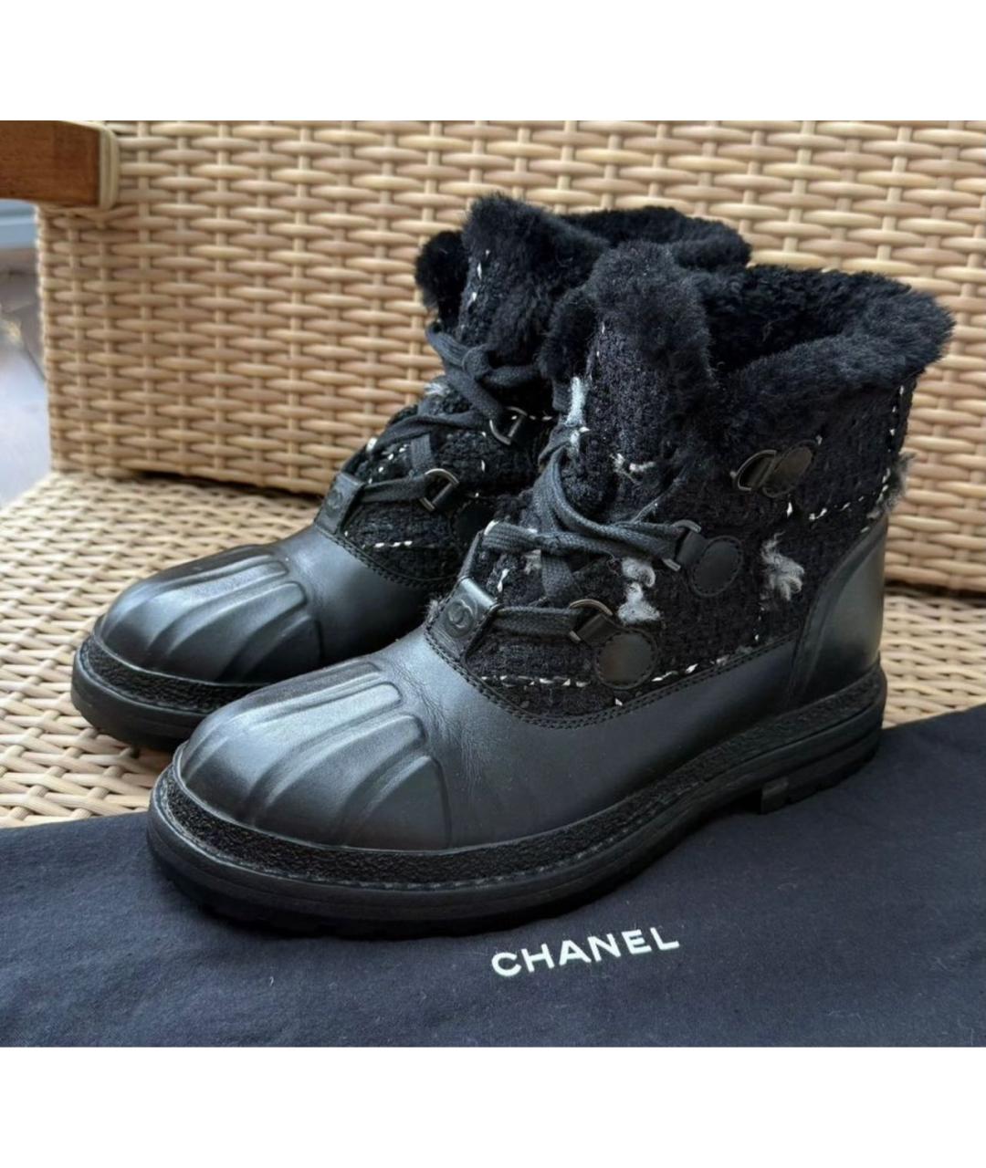 CHANEL Черные кожаные ботинки, фото 2