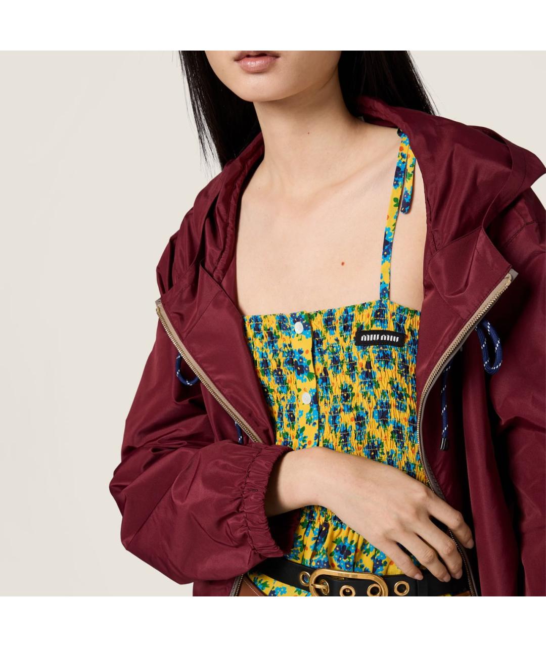 MIU MIU Бордовая полиэстеровая куртка, фото 4