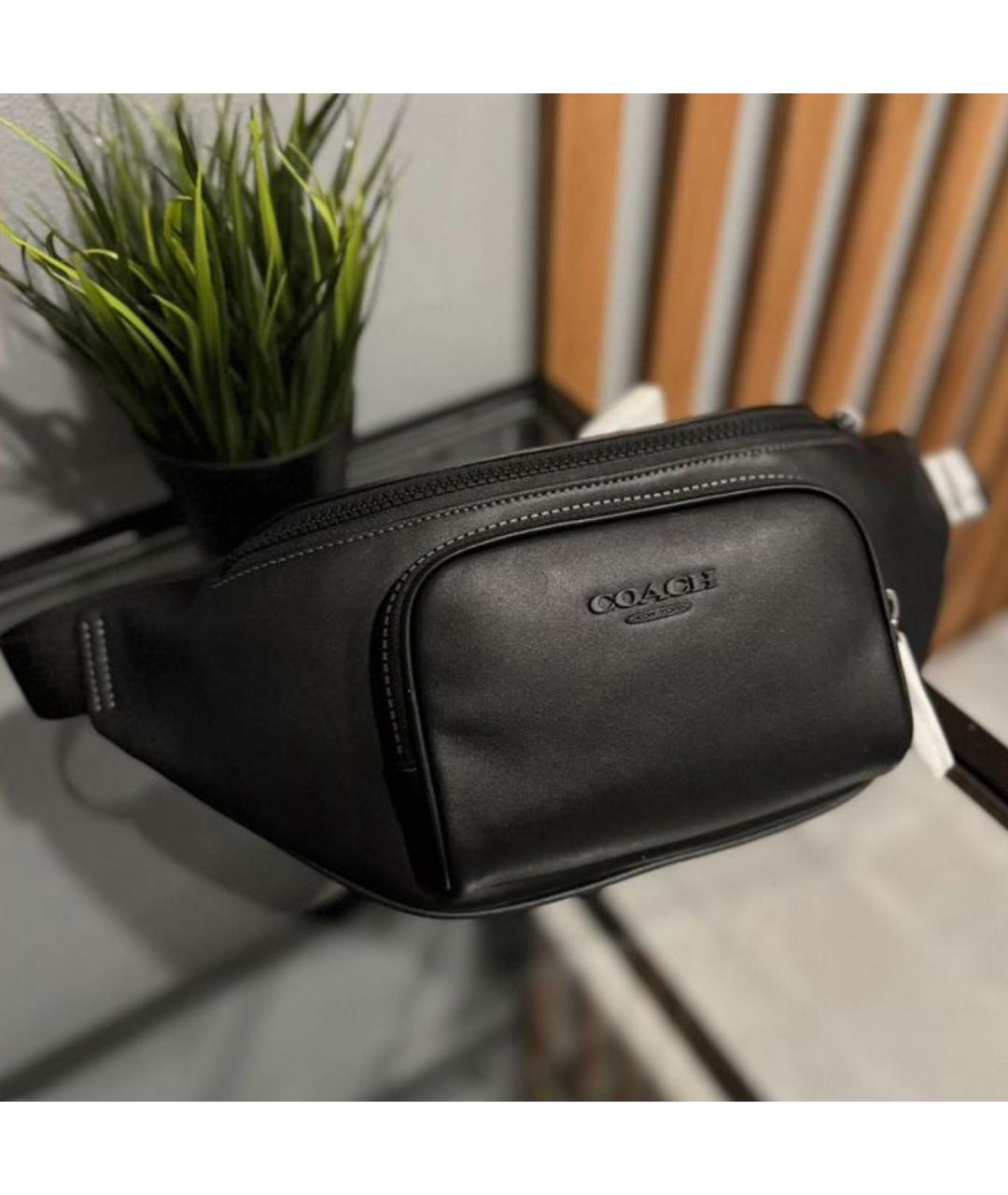 COACH Черная кожаная поясная сумка, фото 6
