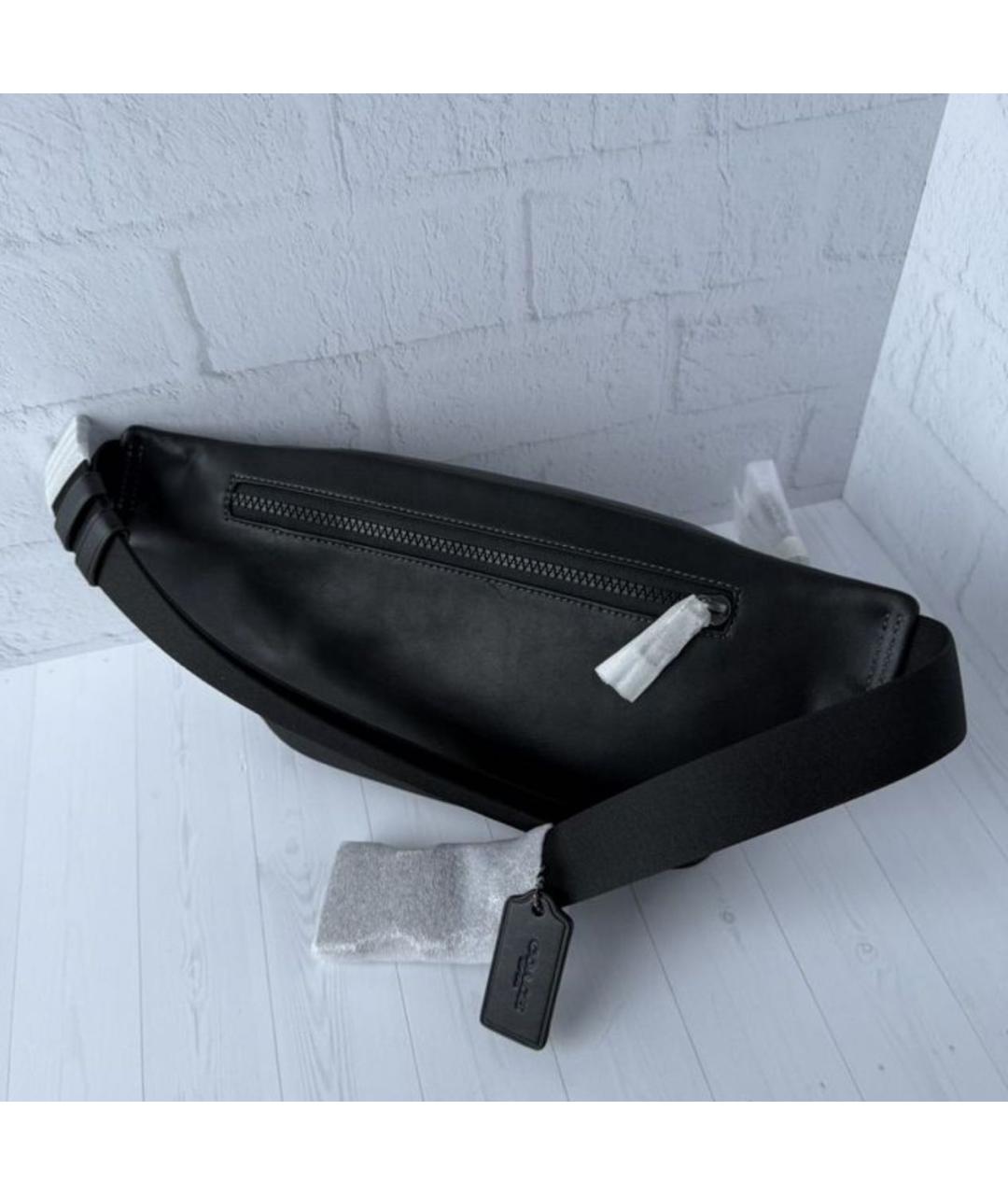 COACH Черная кожаная поясная сумка, фото 4