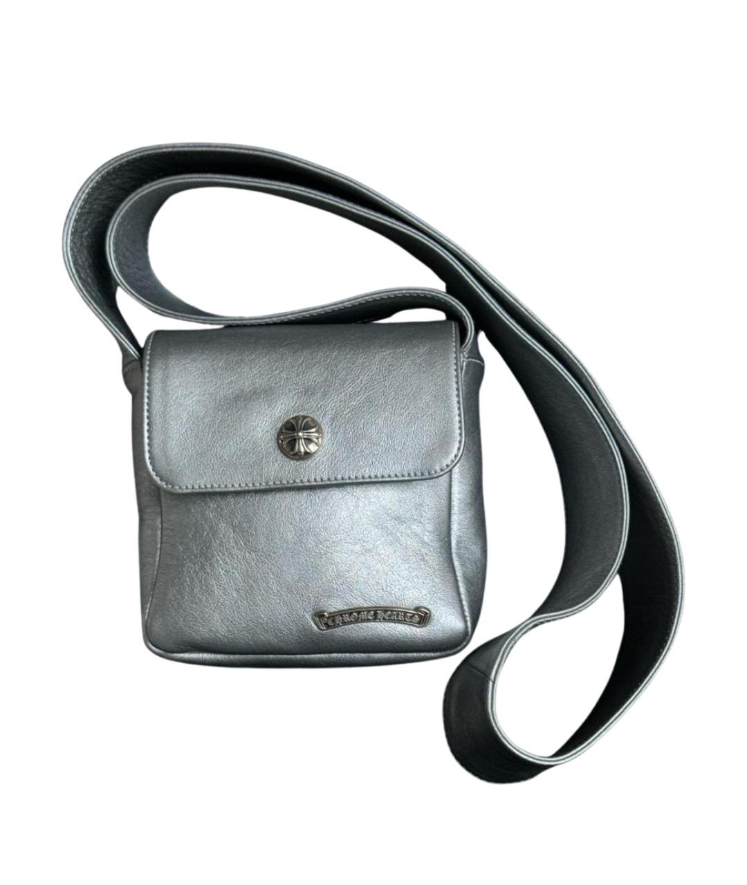 CHROME HEARTS Серебряная кожаная сумка через плечо, фото 1