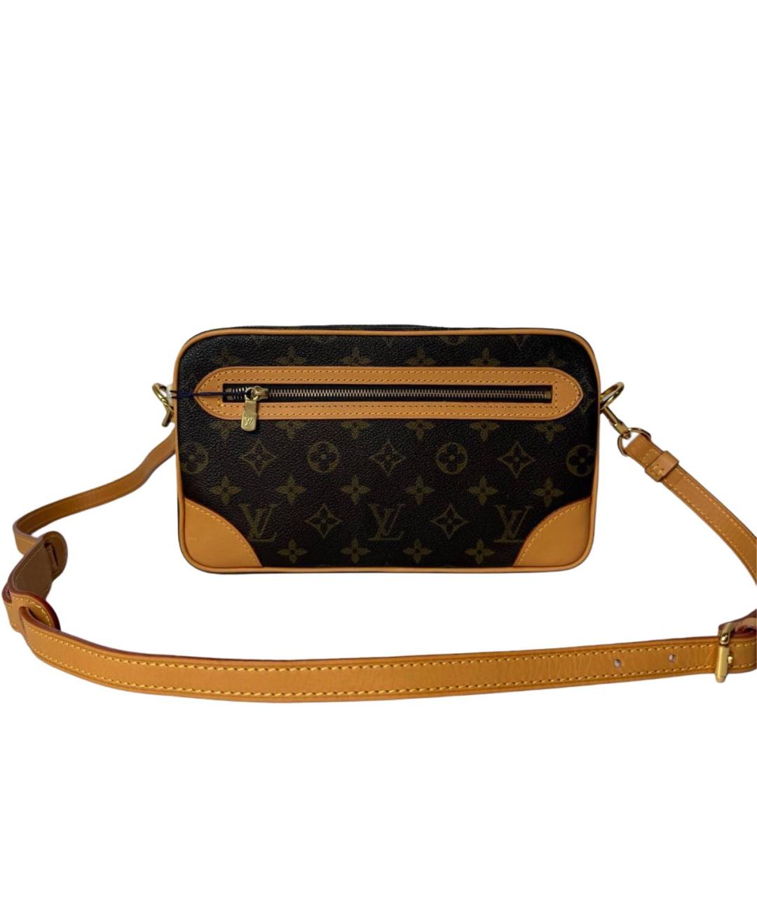 LOUIS VUITTON Коричневая кожаная сумка через плечо, фото 8