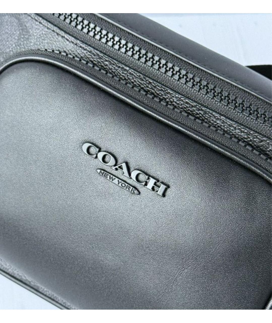 COACH Черная кожаная поясная сумка, фото 6