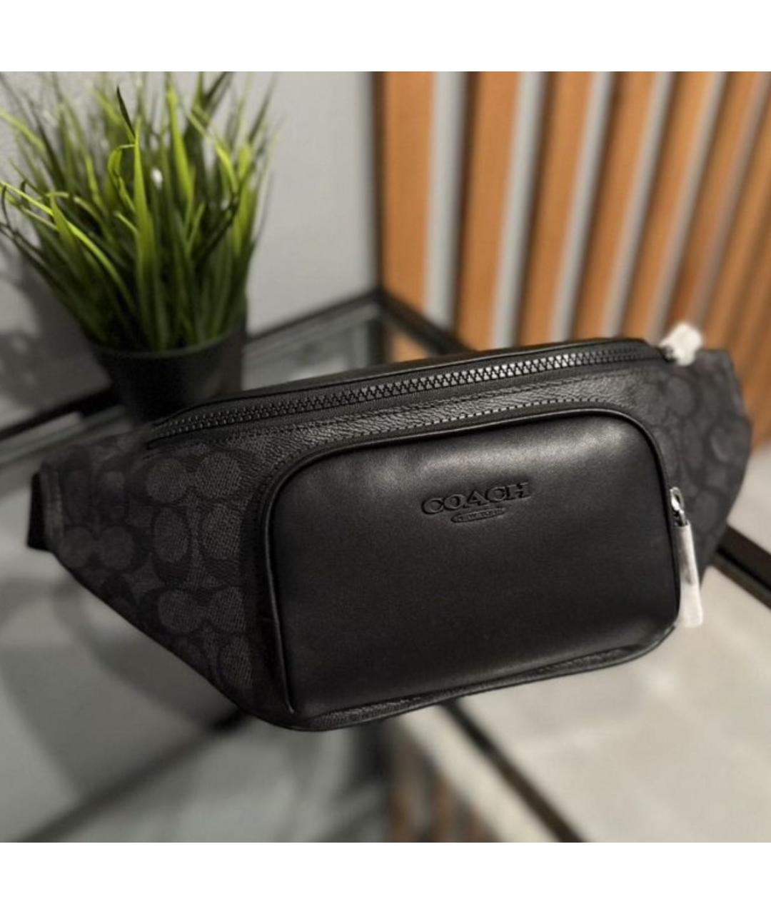 COACH Черная кожаная поясная сумка, фото 5