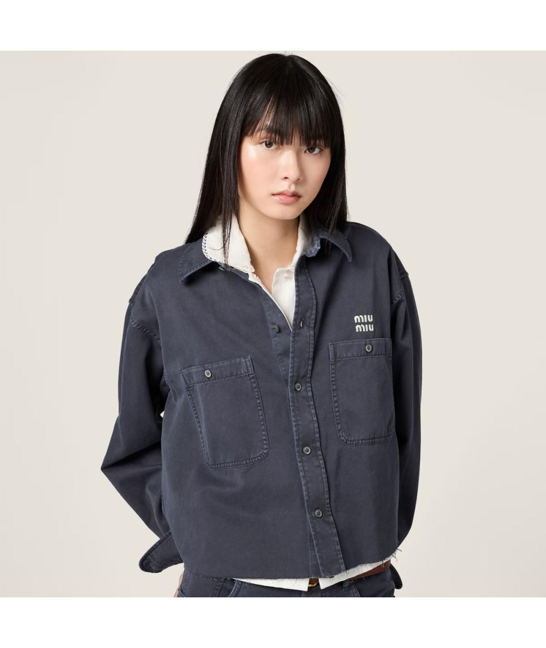 MIU MIU Серая хлопковая рубашка, фото 4