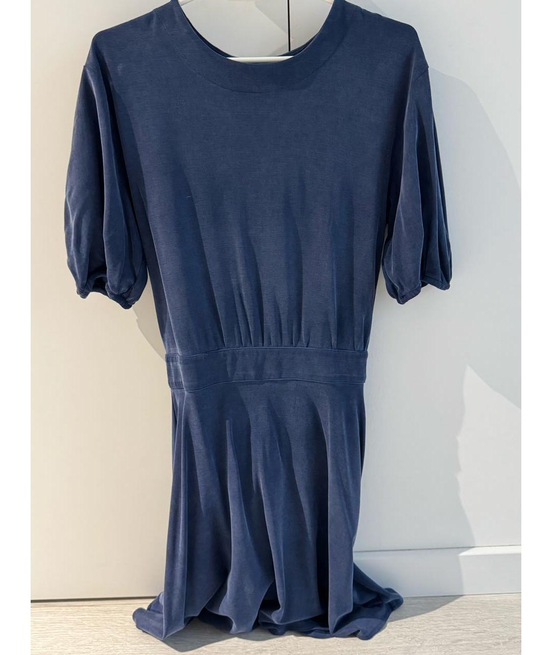ELISABETTA FRANCHI Синее вискозное повседневное платье, фото 7