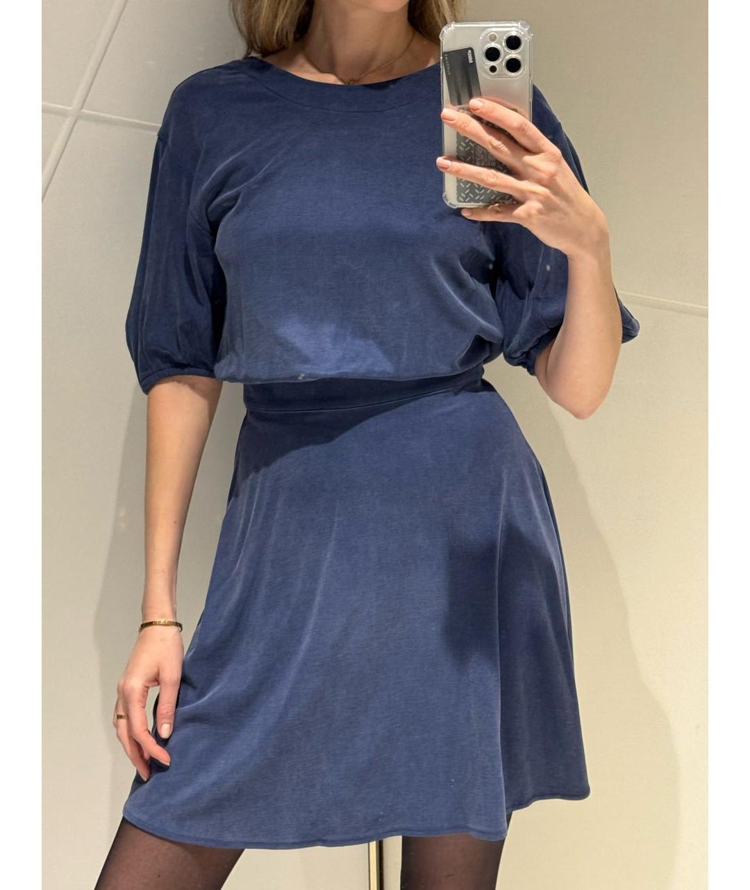 ELISABETTA FRANCHI Синее вискозное повседневное платье, фото 2