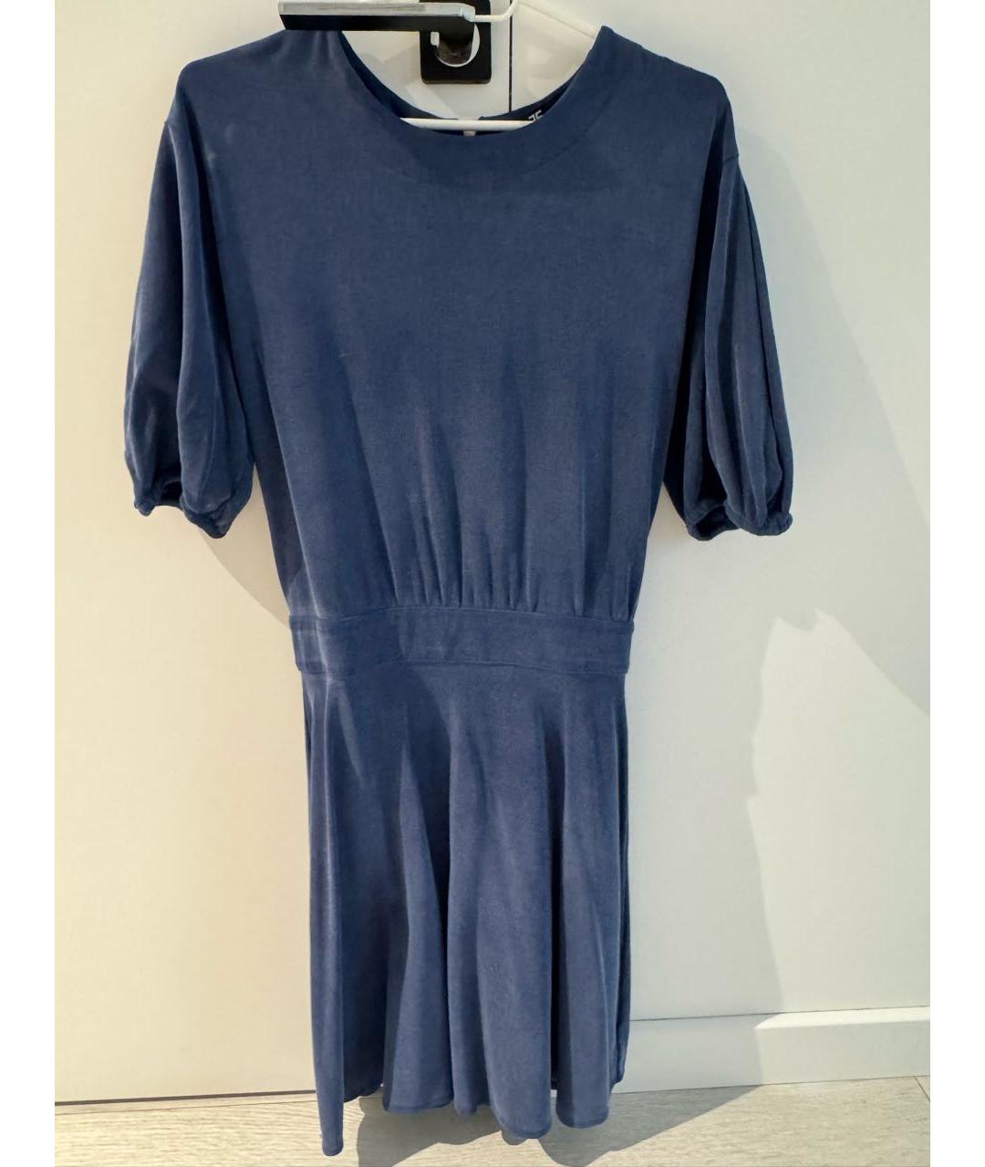 ELISABETTA FRANCHI Синее вискозное повседневное платье, фото 4