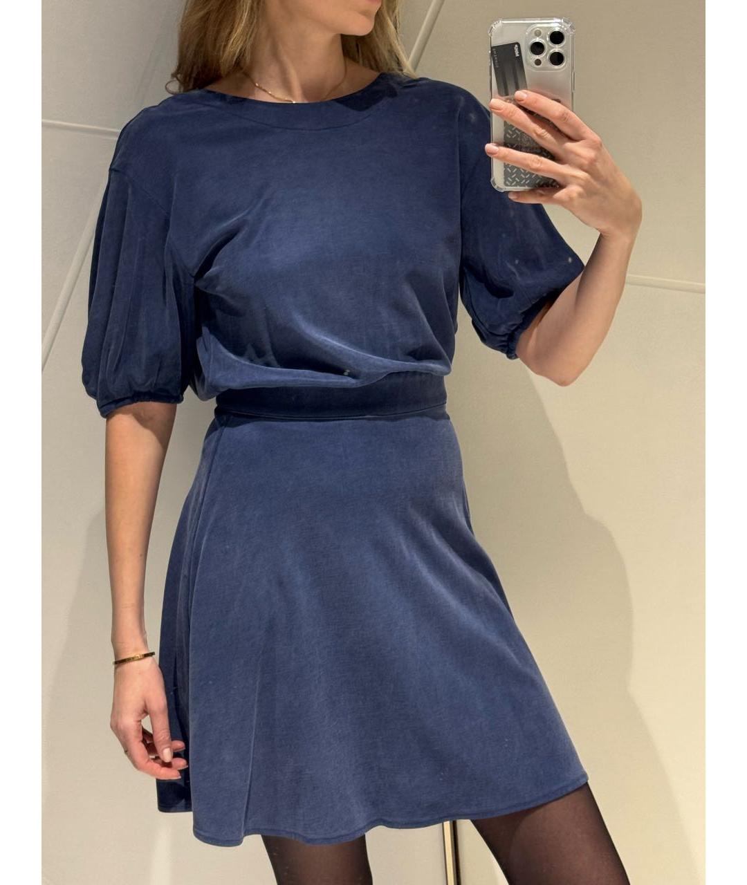 ELISABETTA FRANCHI Синее вискозное повседневное платье, фото 6