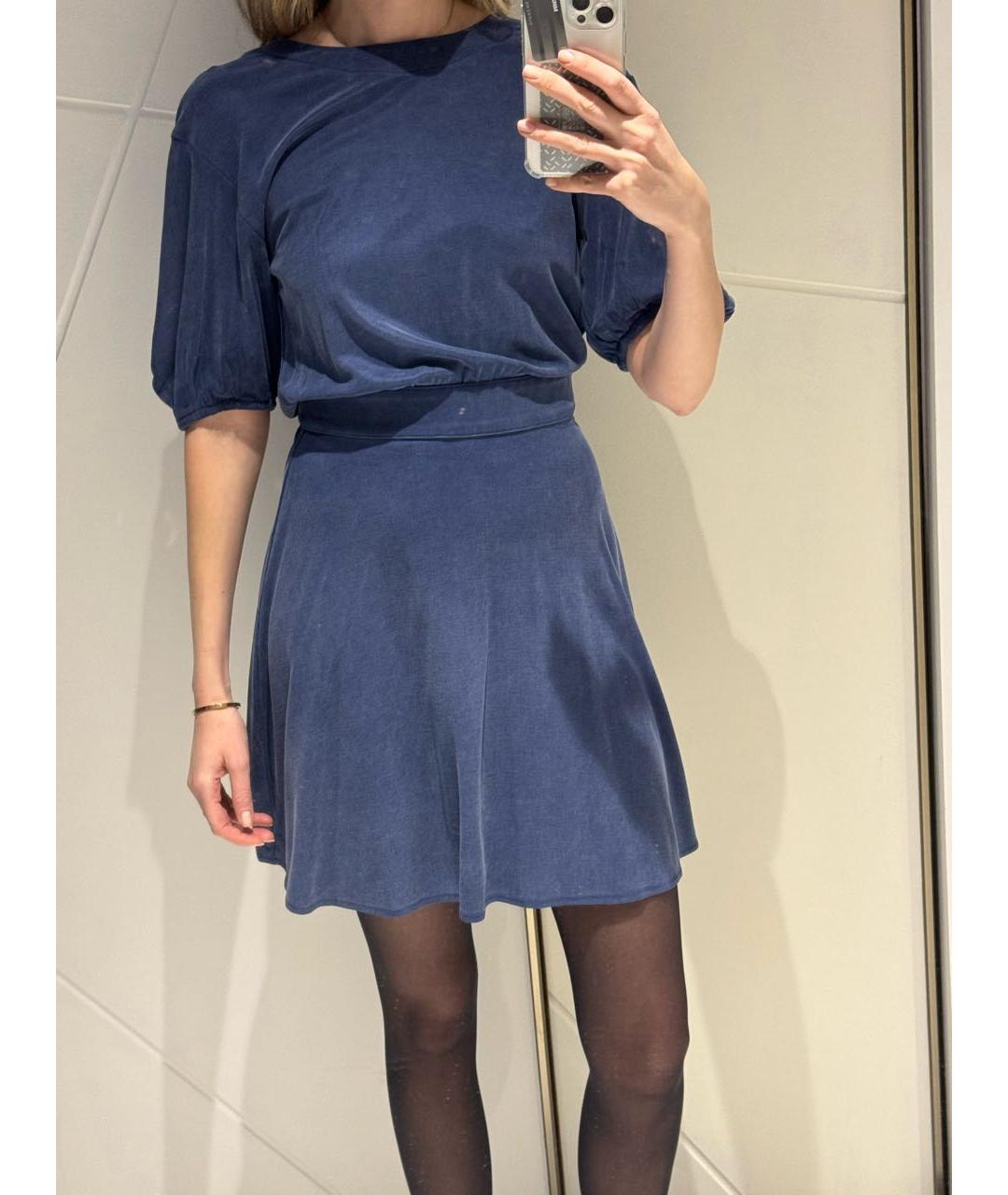 ELISABETTA FRANCHI Синее вискозное повседневное платье, фото 5