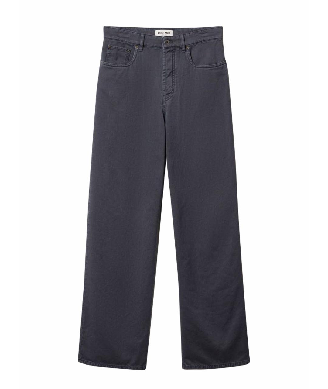 MIU MIU Серые хлопковые прямые джинсы, фото 1