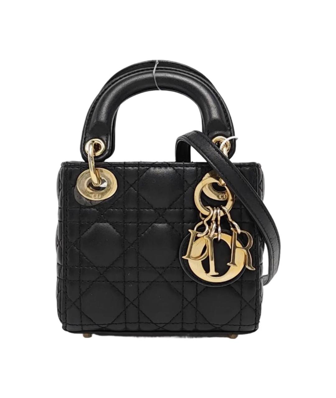 CHRISTIAN DIOR Черная кожаная сумка с короткими ручками, фото 9