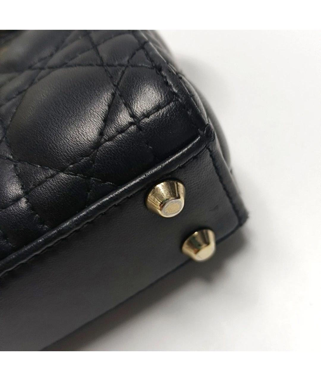 CHRISTIAN DIOR Черная кожаная сумка с короткими ручками, фото 7