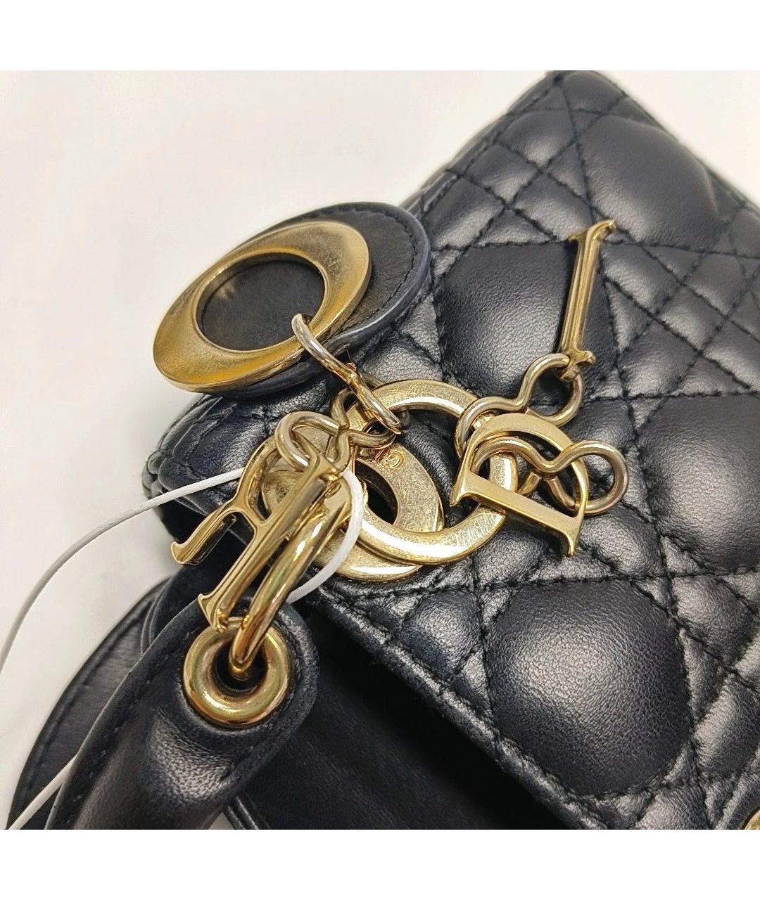 CHRISTIAN DIOR Черная кожаная сумка с короткими ручками, фото 5