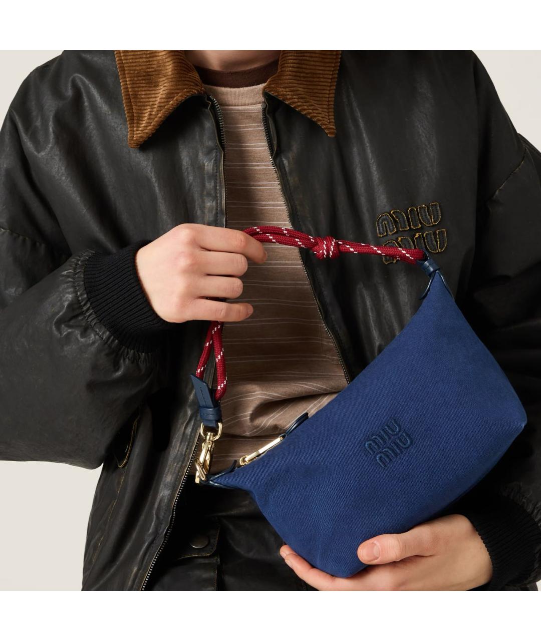 MIU MIU Темно-синяя сумка с короткими ручками, фото 2