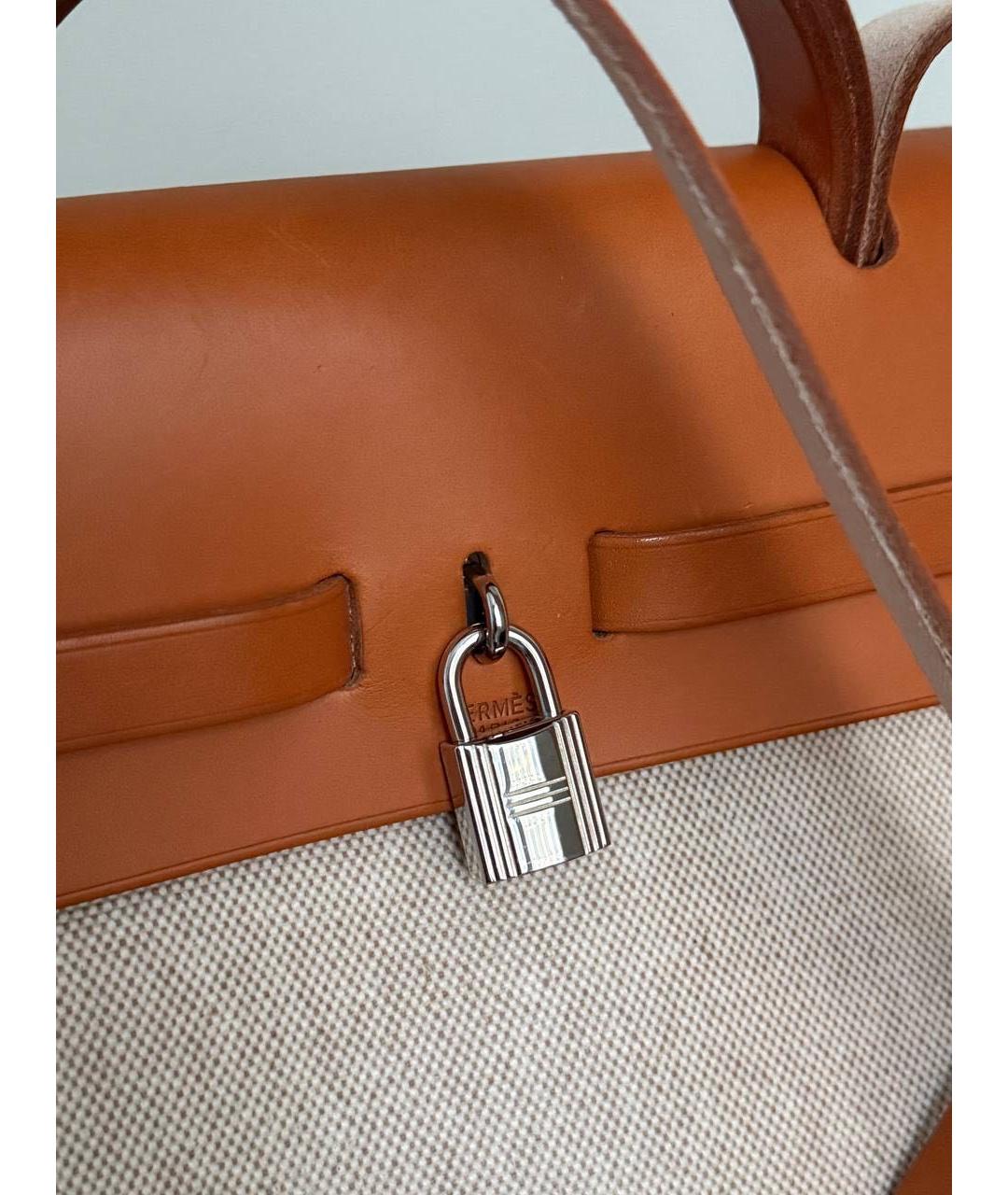 HERMES Бежевая кожаная сумка с короткими ручками, фото 3