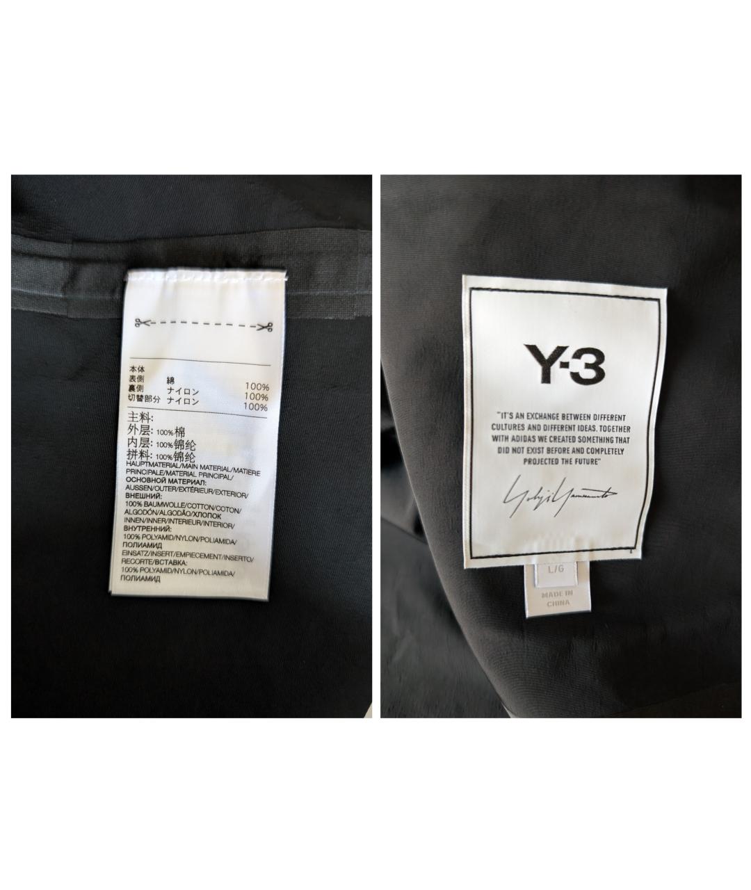 Y-3 Черный хлопковый тренч / плащ, фото 9