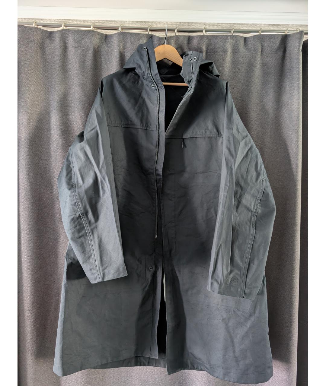 Y-3 Черный хлопковый тренч / плащ, фото 2