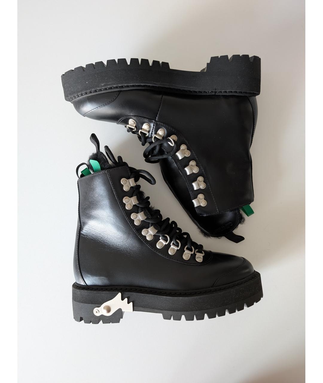 OFF-WHITE Черные кожаные ботинки, фото 2