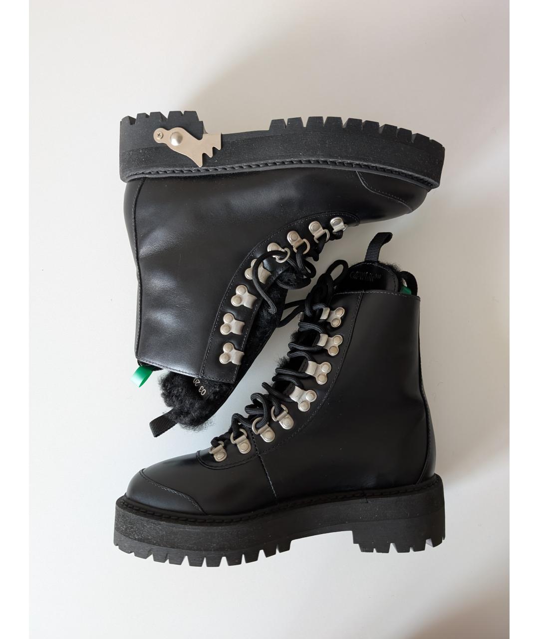 OFF-WHITE Черные кожаные ботинки, фото 3