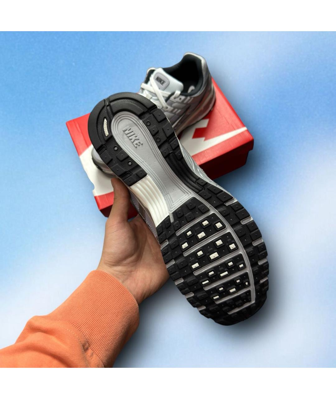 NIKE Серебряные текстильные низкие кроссовки / кеды, фото 5