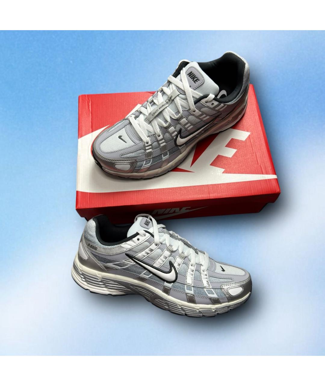 NIKE Серебряные текстильные низкие кроссовки / кеды, фото 2