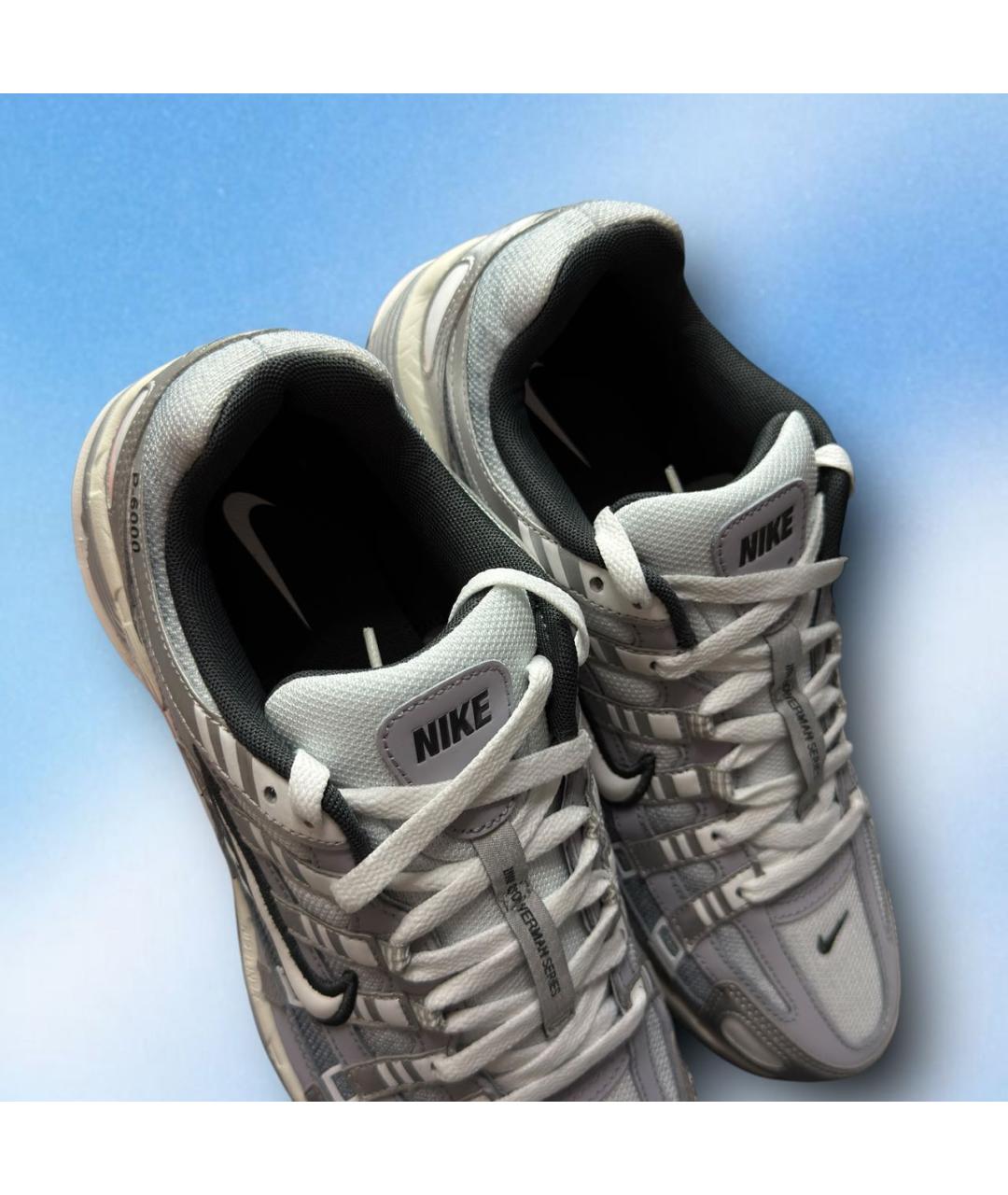 NIKE Серебряные текстильные низкие кроссовки / кеды, фото 3