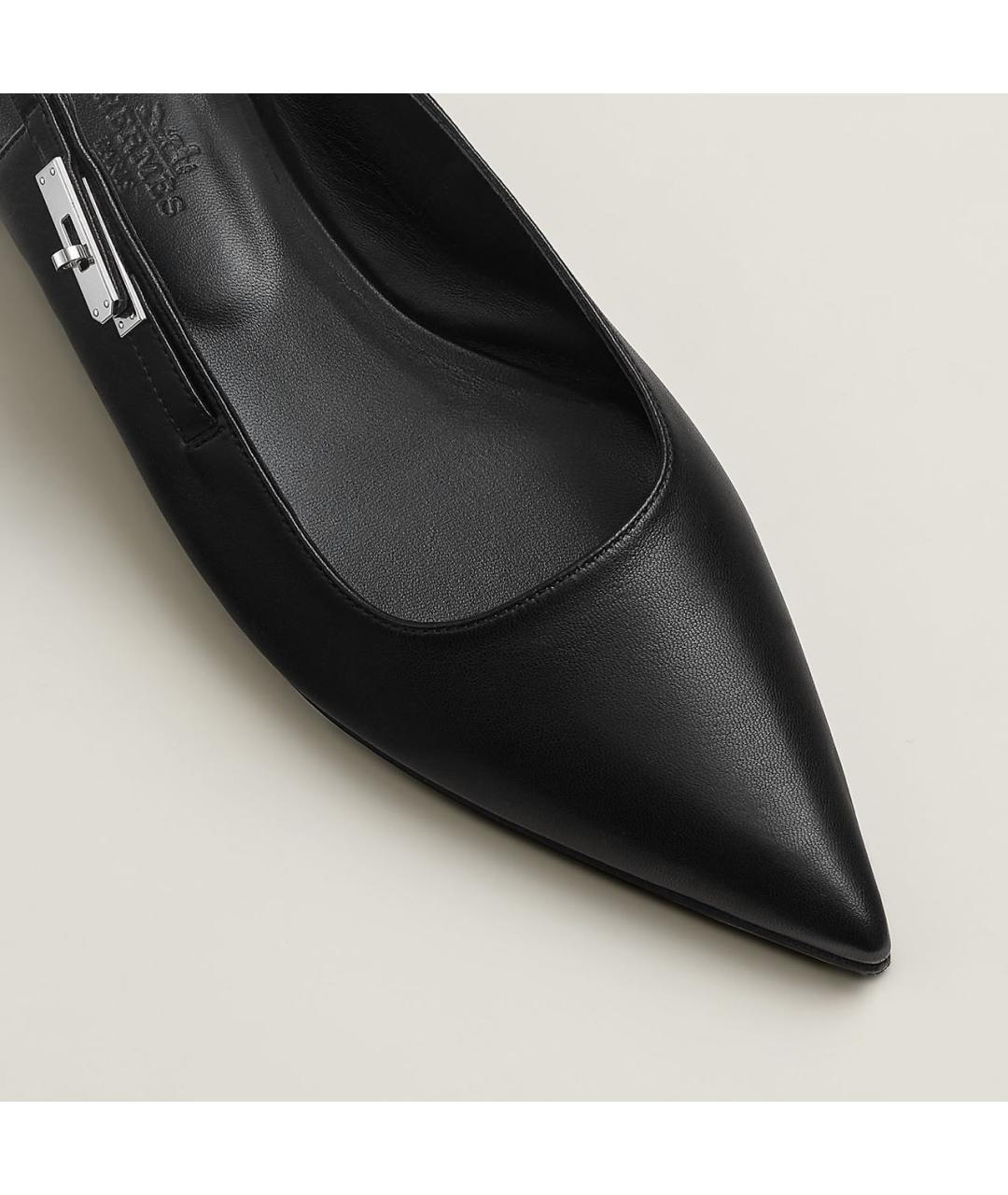 HERMES Черные кожаные балетки, фото 5