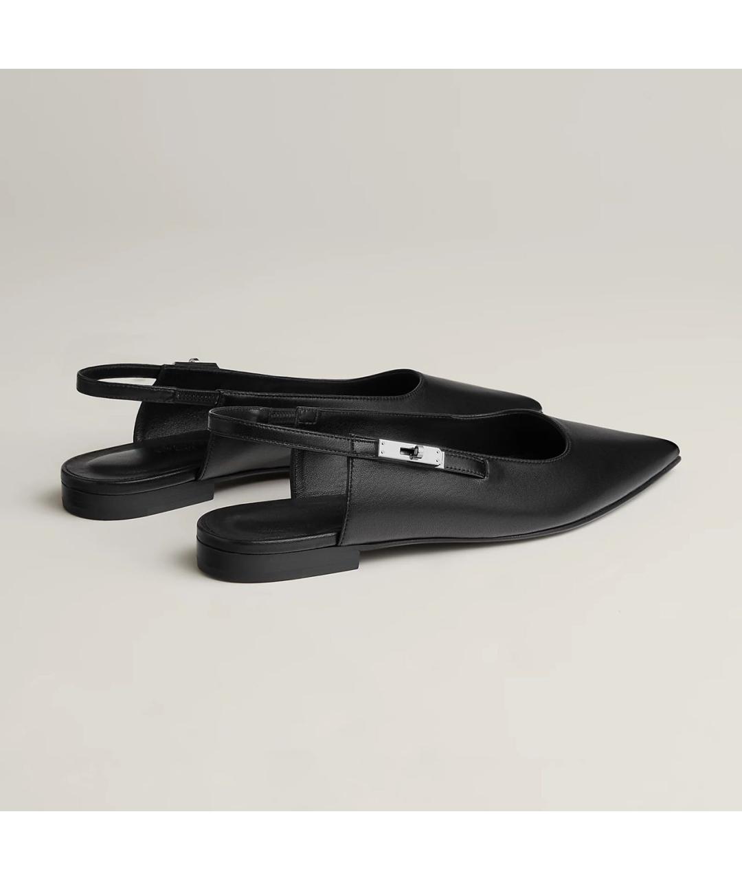 HERMES Черные кожаные балетки, фото 4