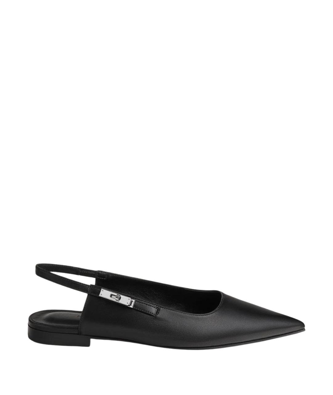 HERMES Черные кожаные балетки, фото 1