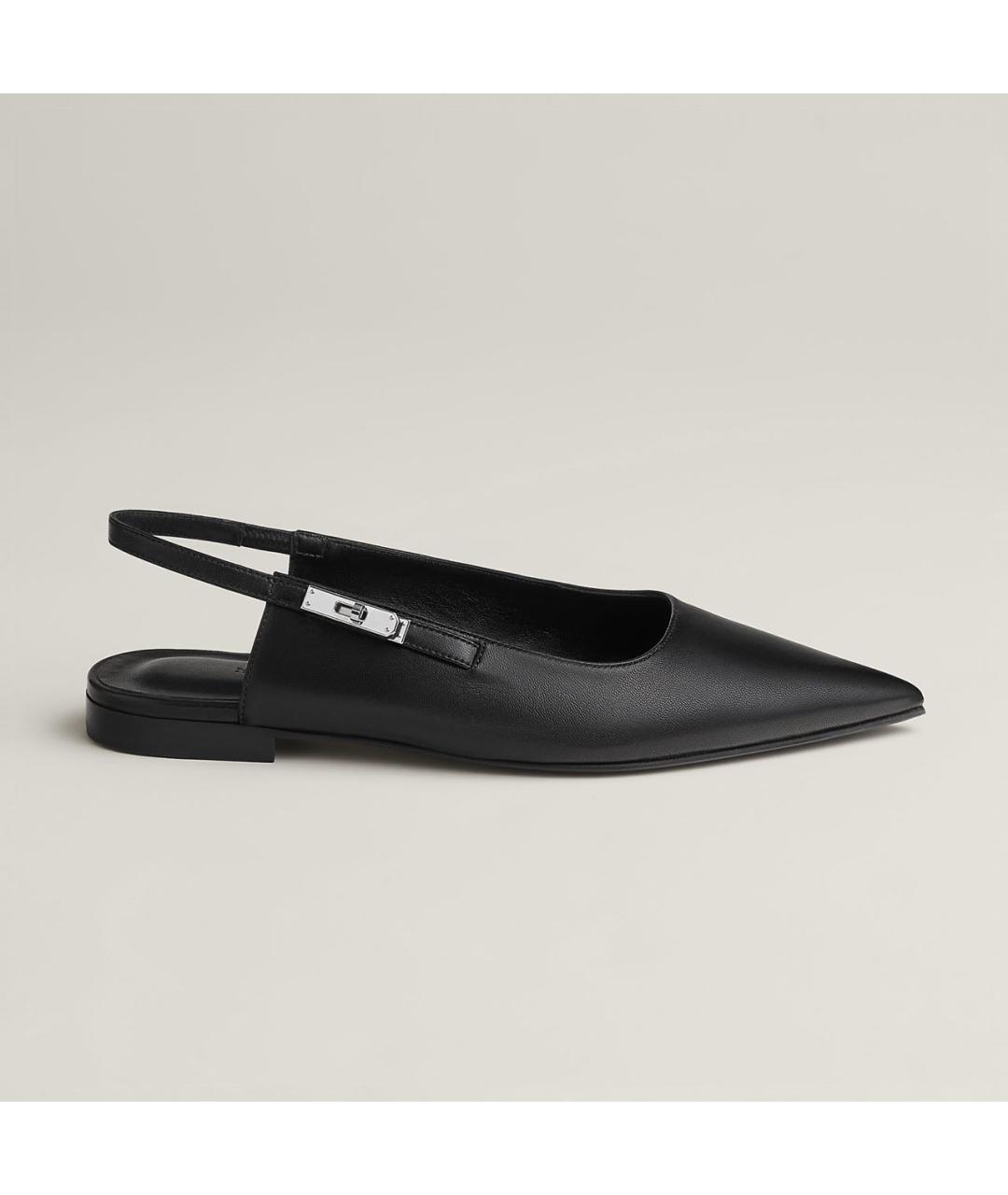 HERMES Черные кожаные балетки, фото 7