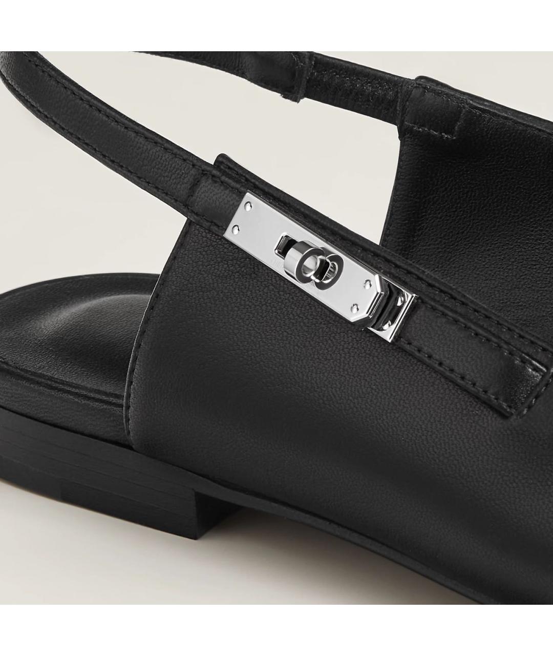 HERMES Черные кожаные балетки, фото 6