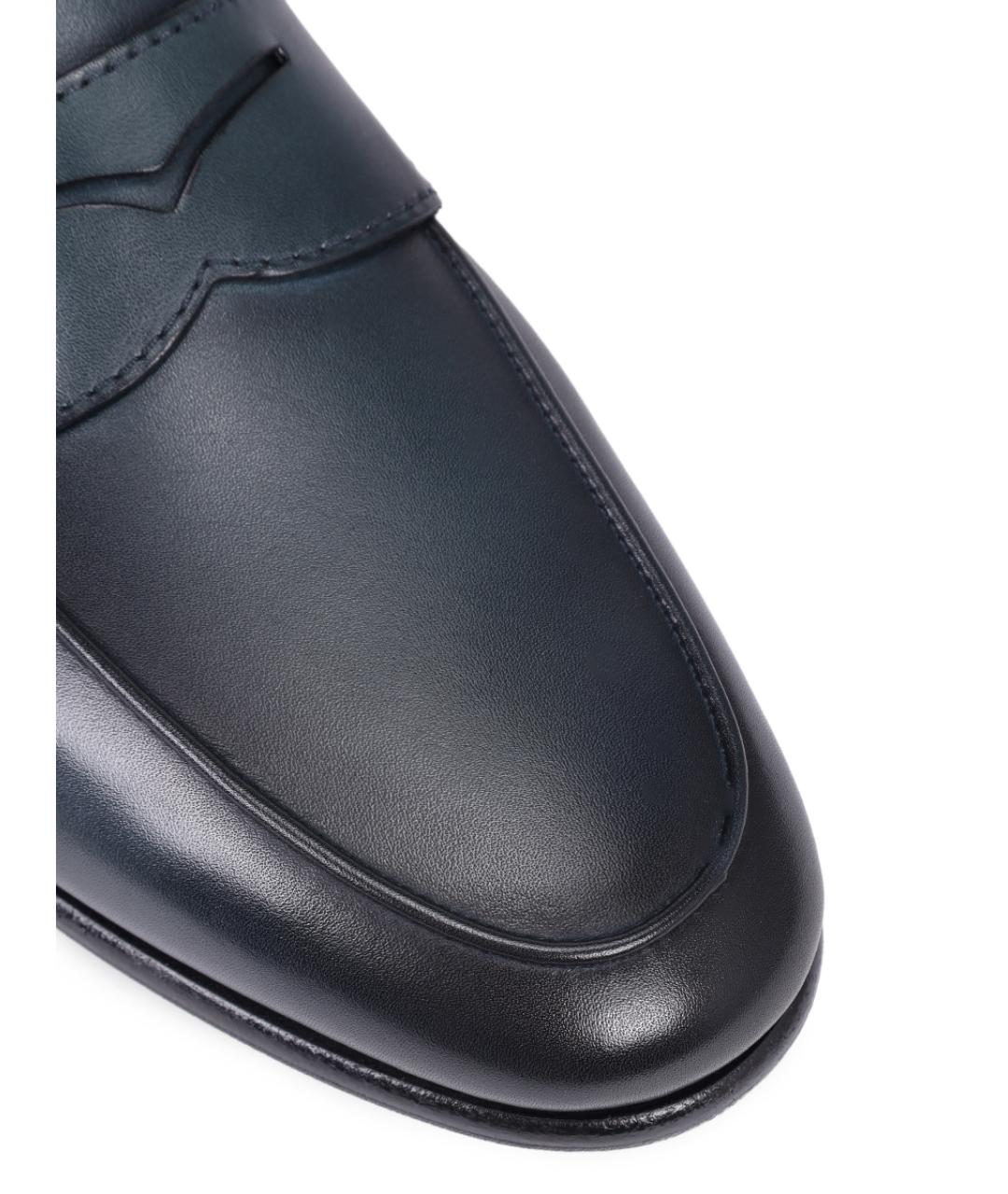 SANTONI Темно-синие кожаные лоферы, фото 5