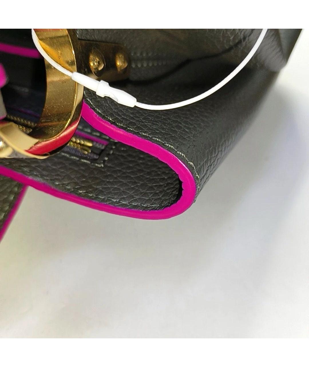 LOUIS VUITTON Черная кожаная сумка тоут, фото 6