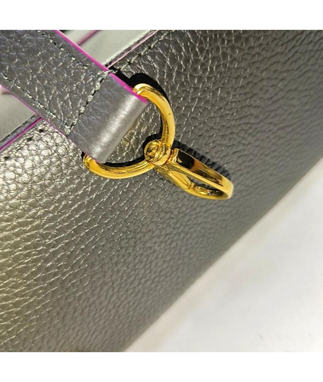 LOUIS VUITTON Черная кожаная сумка тоут, фото 7