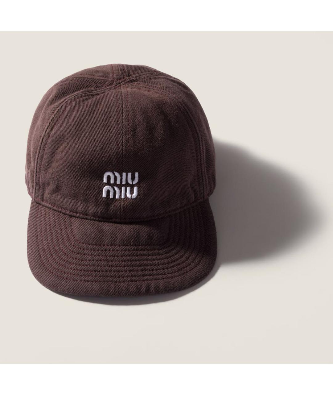 MIU MIU Коричневая хлопковая кепка, фото 3