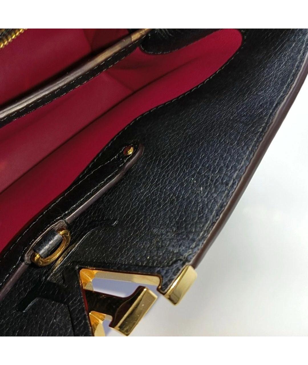 LOUIS VUITTON Черная кожаная сумка тоут, фото 8