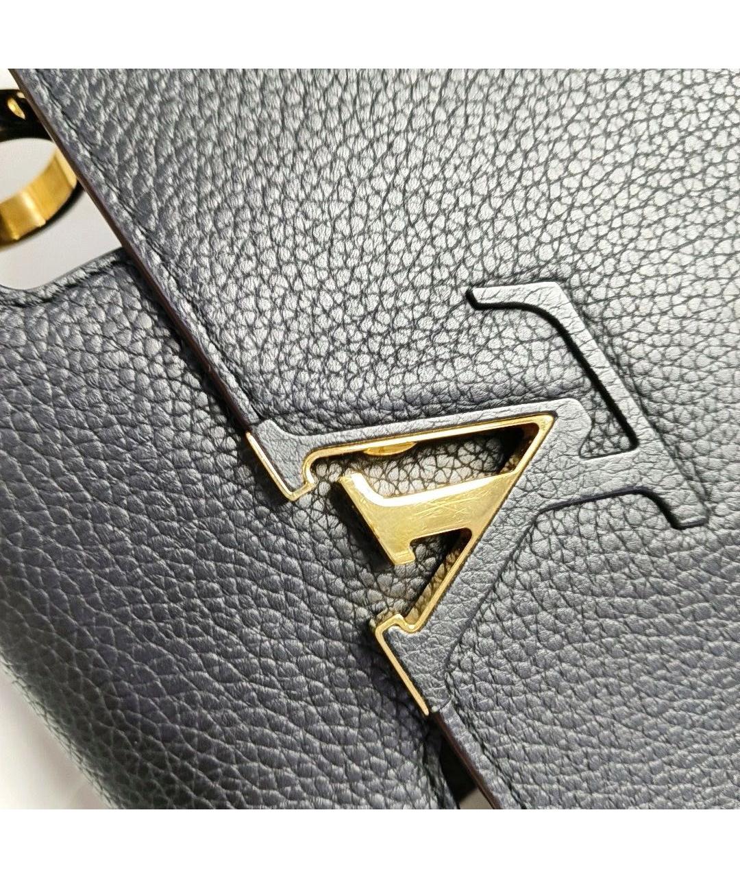 LOUIS VUITTON Черная кожаная сумка тоут, фото 5