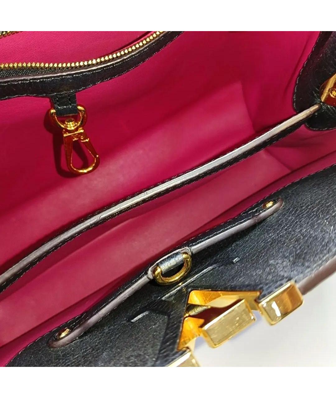 LOUIS VUITTON Черная кожаная сумка тоут, фото 4