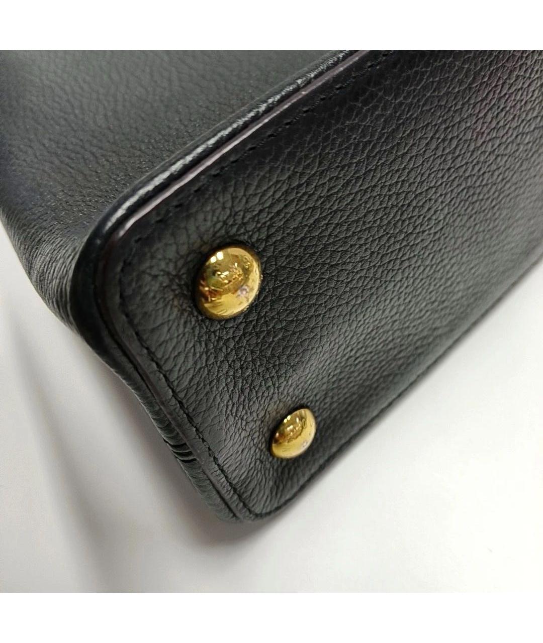LOUIS VUITTON Черная кожаная сумка тоут, фото 6