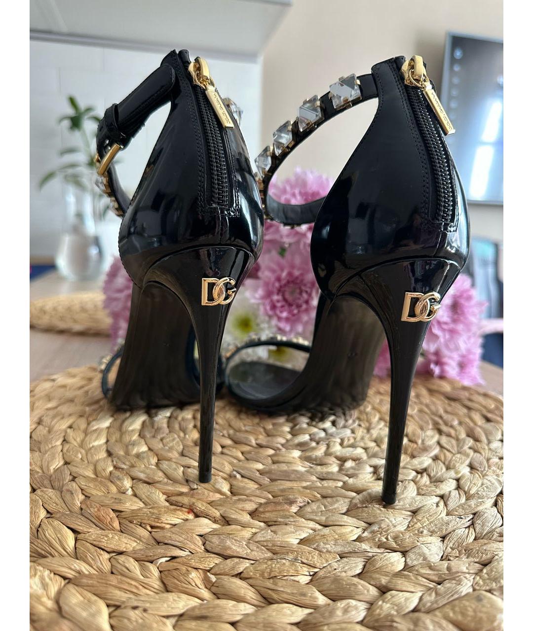 DOLCE&GABBANA Черные кожаные босоножки, фото 4