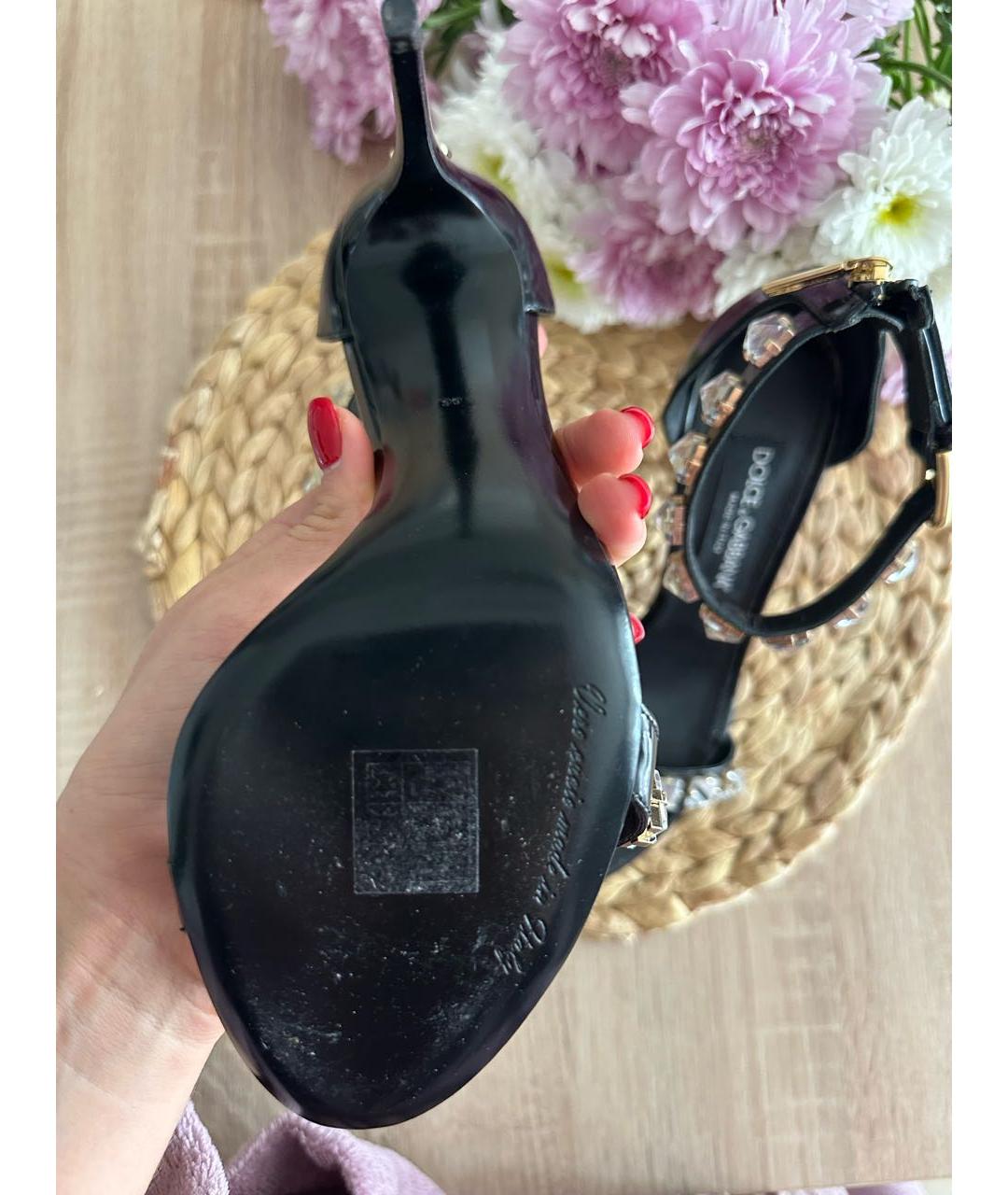 DOLCE&GABBANA Черные кожаные босоножки, фото 7