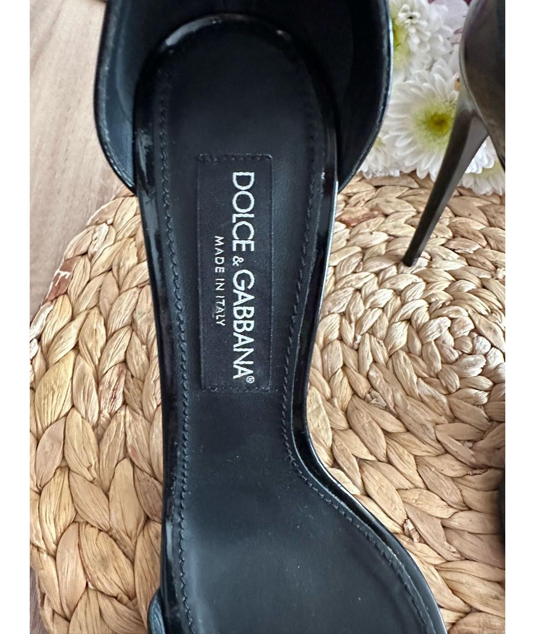 DOLCE&GABBANA Черные кожаные босоножки, фото 8