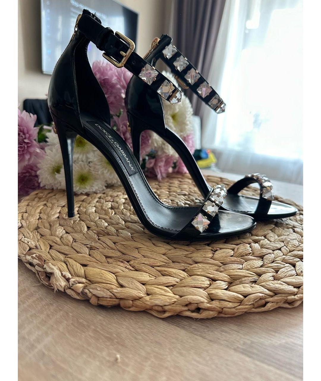 DOLCE&GABBANA Черные кожаные босоножки, фото 9