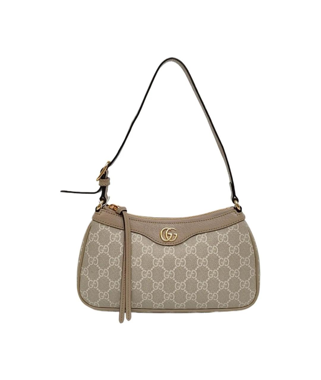GUCCI Бежевая кожаная сумка с короткими ручками, фото 8